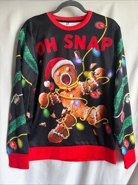 Black & Red "Oh Snap" Gingerbread Crewneck Sweater